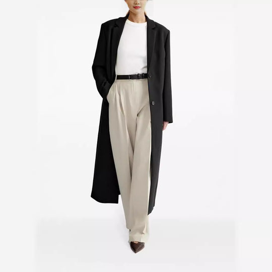 Damen lang geschnittener einreihiger Oversize-Mantel mit schmalem Revers Shop Nory