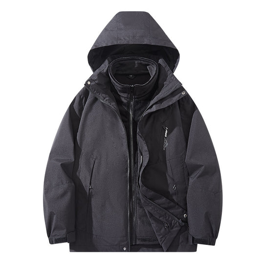 Herren Wasserabweisende zweilagige Trekkingjacke mit abnehmbarer Fleece-Innenjacke und Kapuze Shop Nory