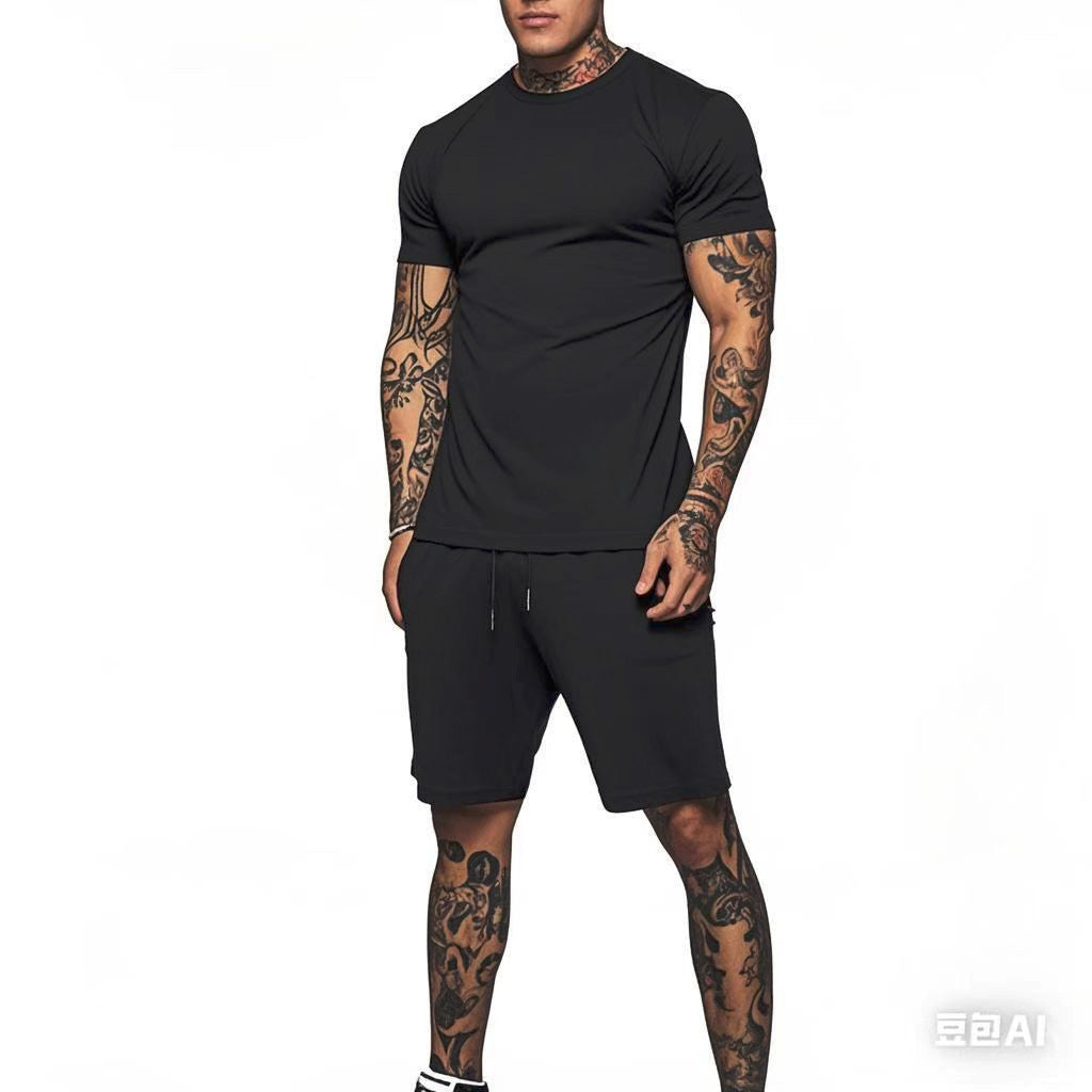 Herren Sportliches Kurzarm- und Shorts-Set mit kontrastierenden Details