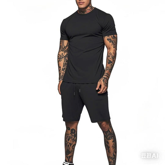 Herren Sportliches Kurzarm- und Shorts-Set mit kontrastierenden Details