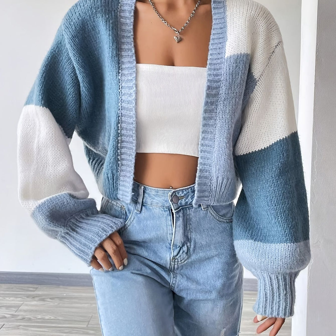 Damen Grobstrick-Cardigan mit ballonförmigen Ärmeln und modischem Design