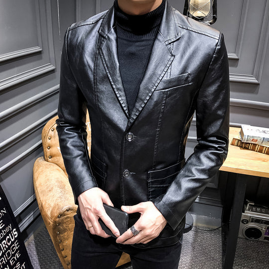 Herren Lederblazer im Slim-Fit mit Reverskragen und Zwei-Knopf-Front Shop Nory