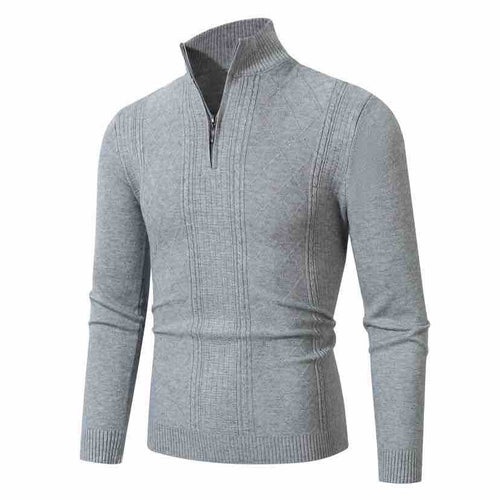 Herren Feiner Halbzip-Rollkragenpullover mit Strukturstreifen und körpernahem Schnitt Shop Nory