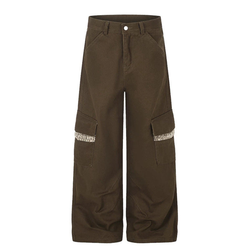 Damen Weite Cargo-Hose mit hoher Taille, großen Klappentaschen und Fellbesatz Shop Nory
