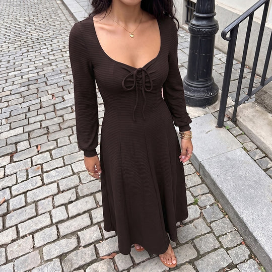 Damen Modisches Maxikleid mit gerafftem Ausschnitt Shop Nory
