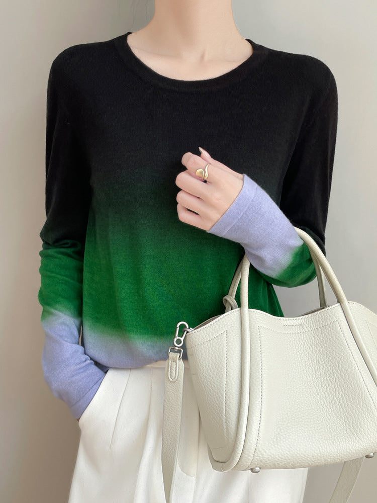 Damen Leichter Verlauf-Feinstrickpullover mit Rundhalsausschnitt und lockerer Passform Shop Nory