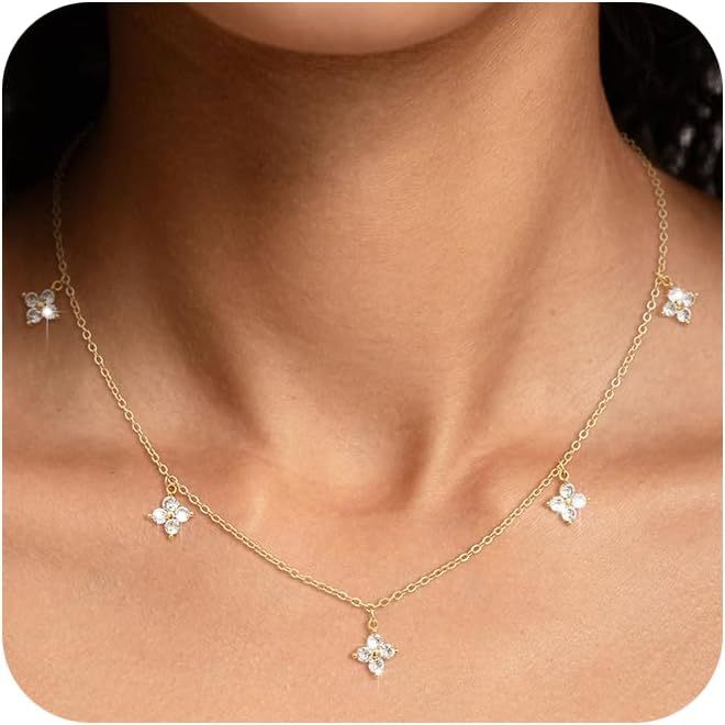 Damen Halskette mit funkelnden Zirkonia-Anhängern und elegantem Design Shop Nory