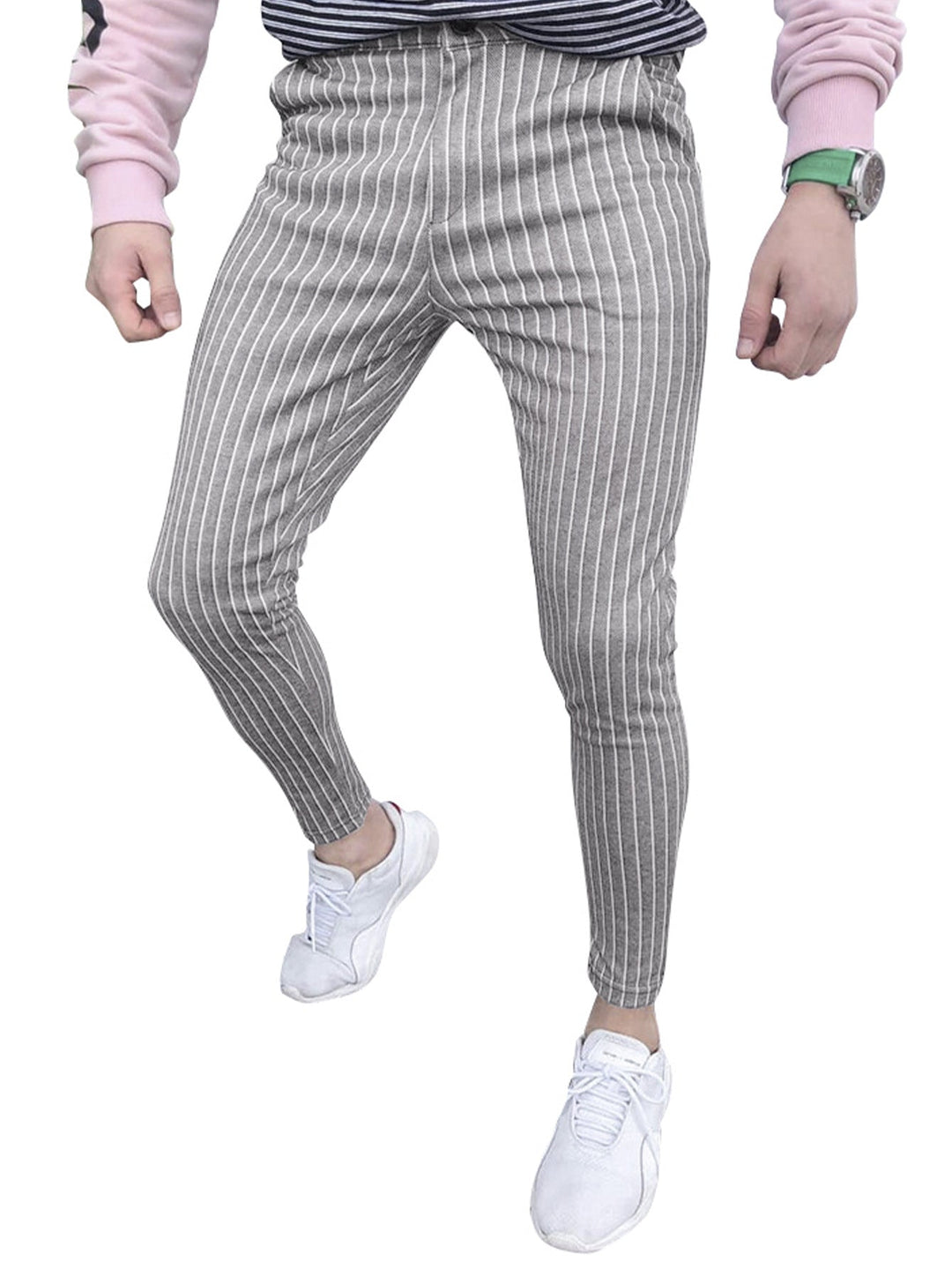 Herren elegante Slim-Fit Jeans im modernen Streifenmuster