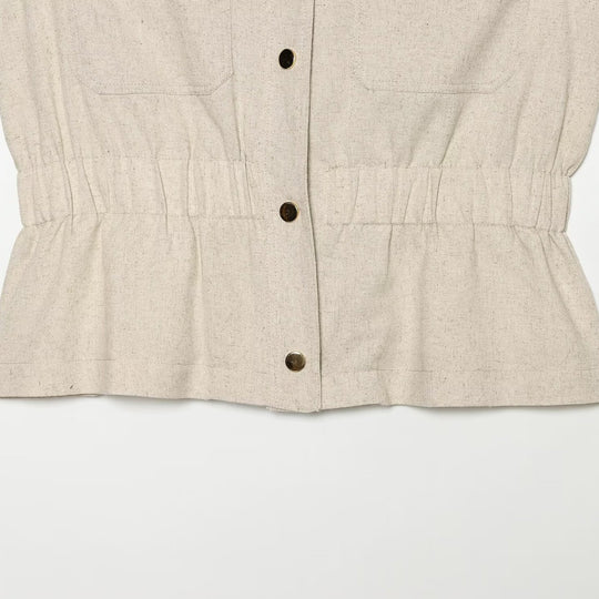 Damen Hochtaillierte Leinenblend-Hose mit konischer Passform und Ziernähten Shop Nory