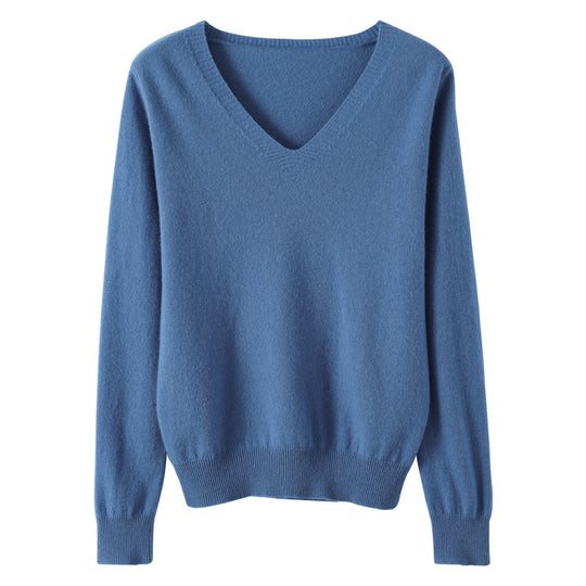 Damen Weicher V-Ausschnitt Kaschmirmix-Pullover mit feinen Rippbündchen Shop Nory