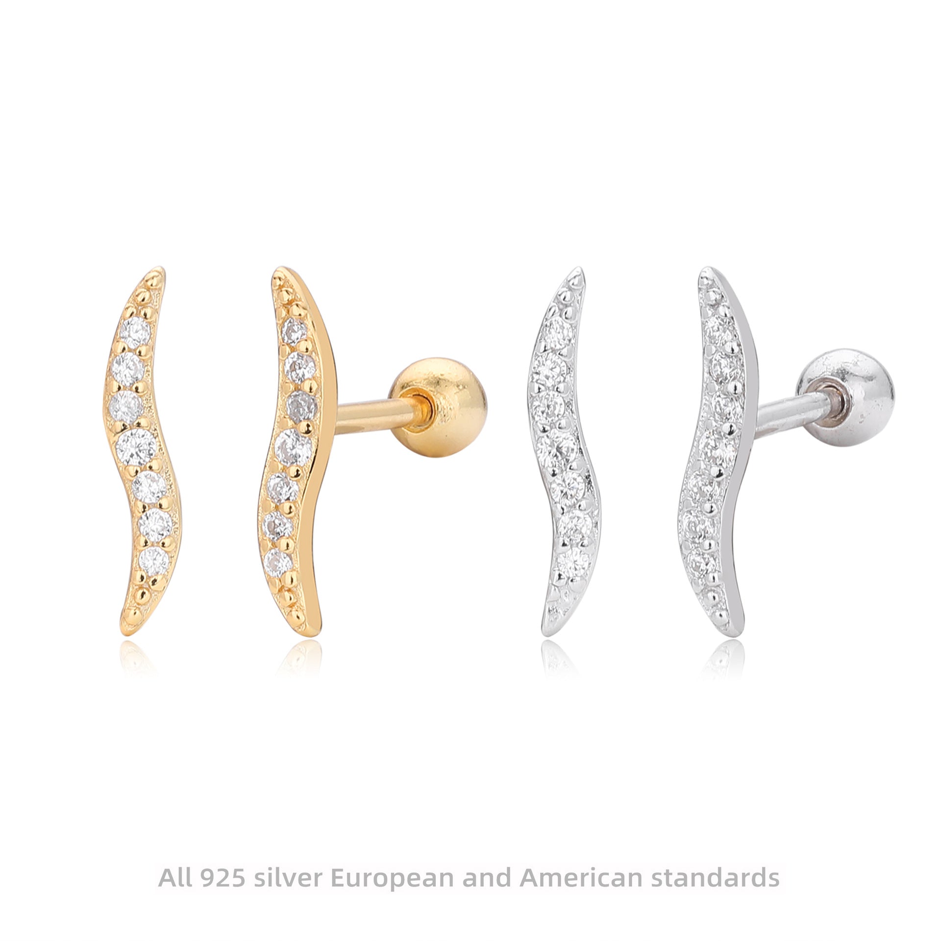 Damen Ohrstecker mit elegantem Wellenmotiv und funkelnden Zirkonia aus hochwertigem 925 Sterlingsilber Shop Nory