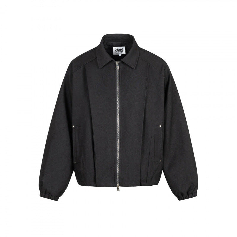 Unisex Boxy-Übergangsblouson mit Hemdkragen, Zwei-Wege-Metallreißverschluss und elastischen Bündchen Shop Nory