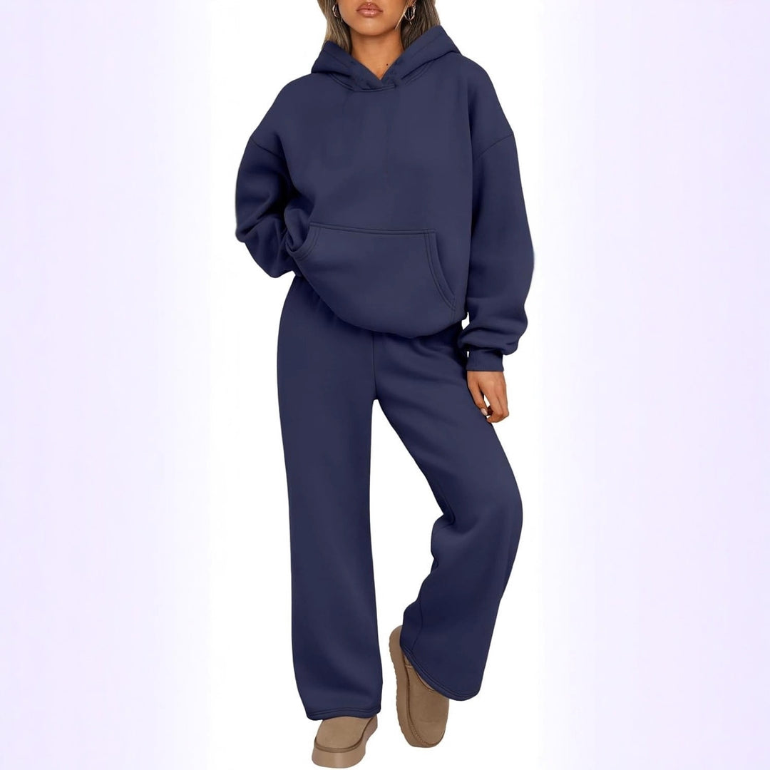 Damen nan Cozy-Loungewear-Set mit oversized Kapuzenpullover, Kängurutasche und weiten Palazzo-Jogginghose Shop Nory