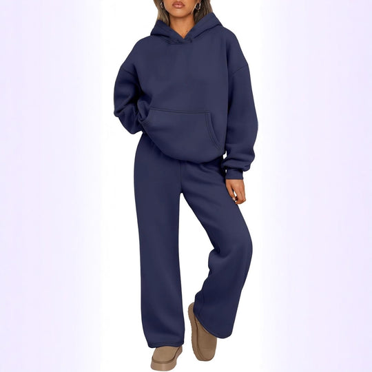 Damen nan Cozy-Loungewear-Set mit oversized Kapuzenpullover, Kängurutasche und weiten Palazzo-Jogginghose Shop Nory