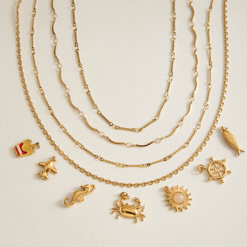 Damen Halskette aus hypoallergenem Edelstahl mit eleganten Wellenmotiven Shop Nory