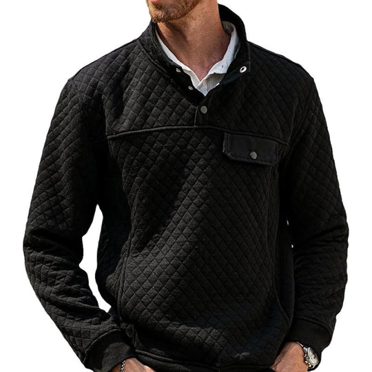 Herren Stepp-Sweatshirt mit Stehkragen, Halbreißverschluss und Brusttasche Shop Nory