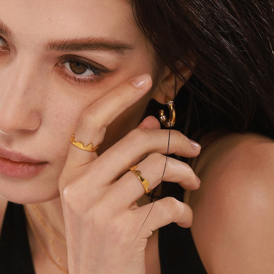 Damen Wellenförmiger Ring aus Edelstahl Shop Nory