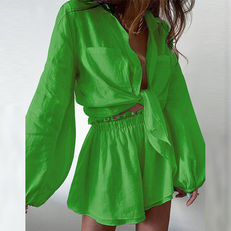 Damen lässige und elegante Bluse mit Shorts