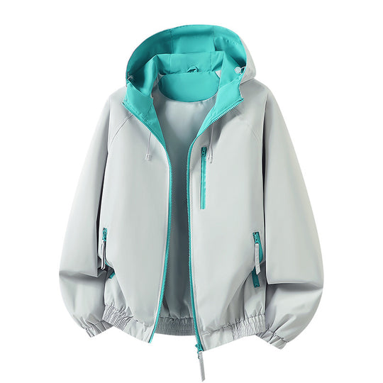 Damen Leichte Kapuzen‑Shelljacke im Urban‑Look mit kontrastfarbenem Futter, Reißverschlusstaschen und elastischem Bund Shop Nory
