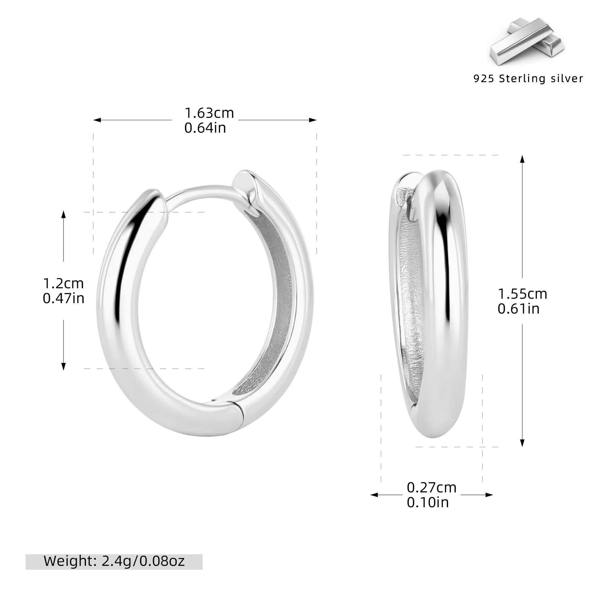 Damen Creolen in elegantem, modernem Design aus hochwertigem 925 Sterling Silber Shop Nory