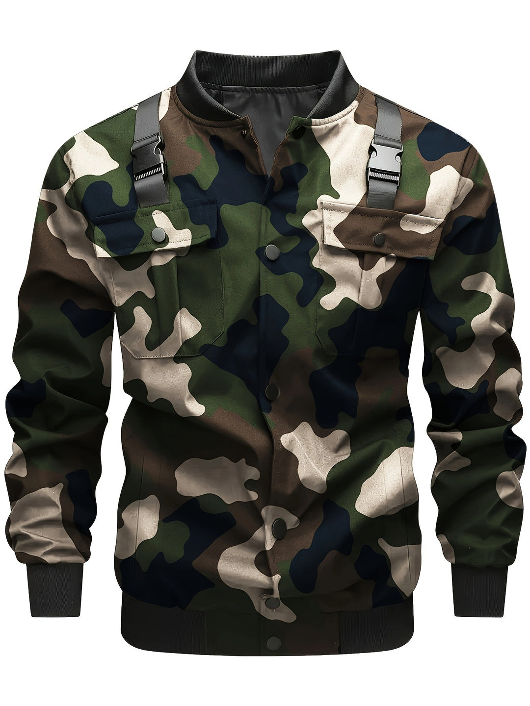 Herren Utility-Bomberjacke mit Brustklappentaschen, Schultergurten und Rippbündchen Shop Nory