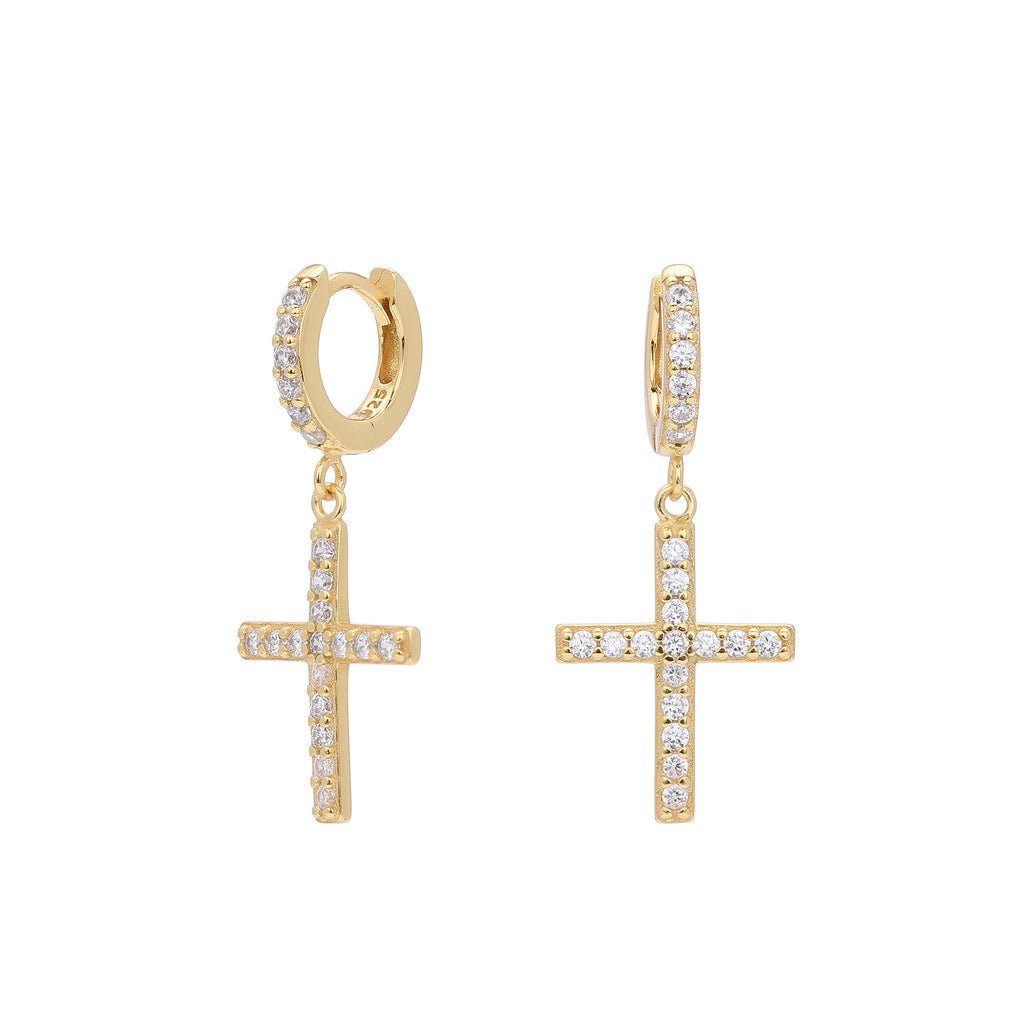 Damen Ohrringe mit Kreuzanhänger aus 925 Sterling Silber und Zirkonia Shop Nory