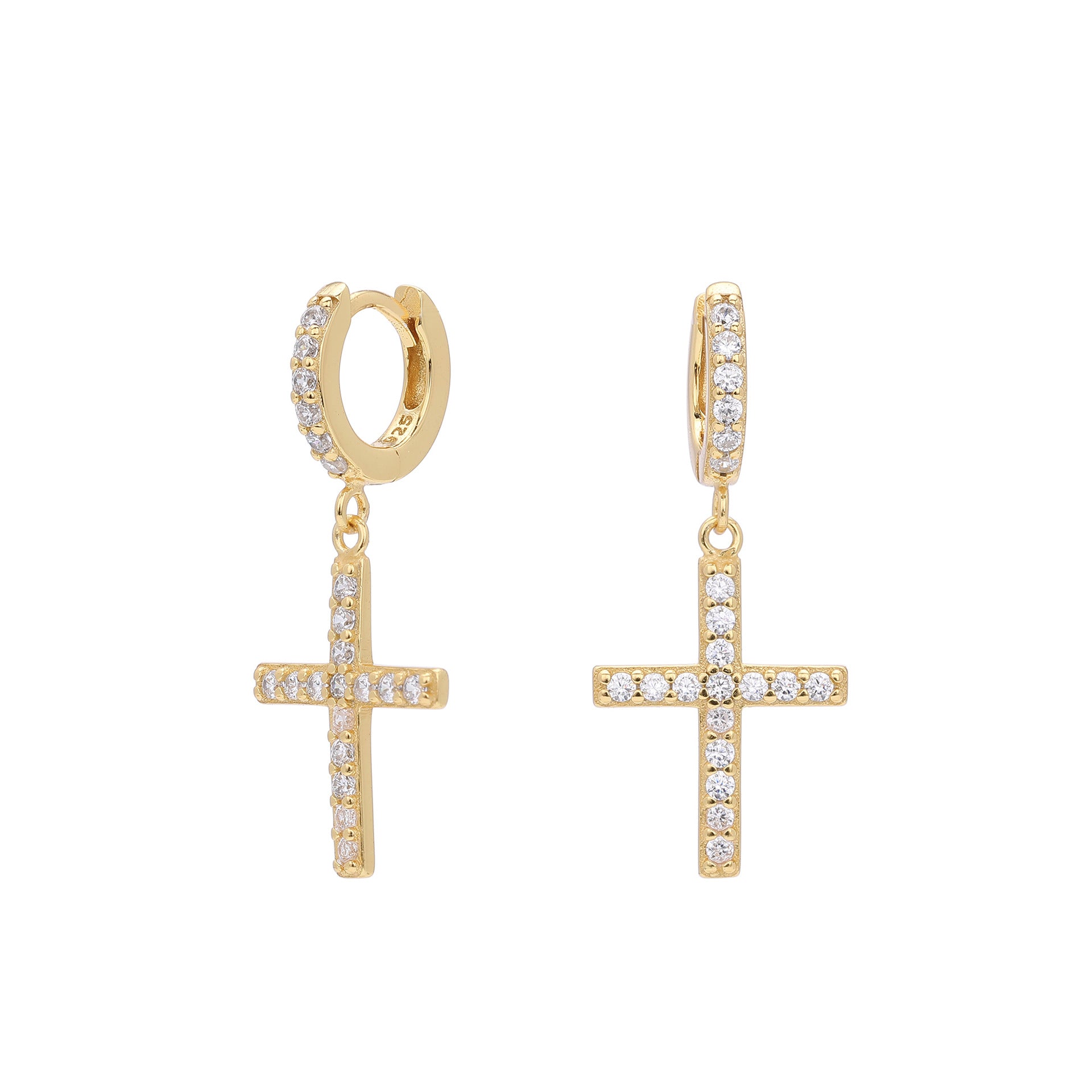 Damen Ohrringe mit Kreuzanhänger aus 925 Sterling Silber und Zirkonia Shop Nory