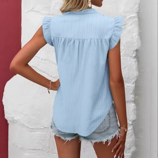 Damen Bluse mit Rüschendetails und kurzem Ärmel