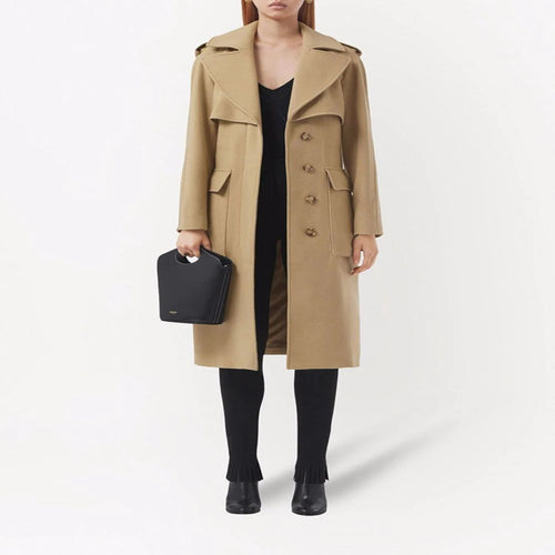 Damen Midilanger Wollmix-Longcoat mit doppelter Schulterpasse, Pattentaschen und dezenter Taillierung Shop Nory