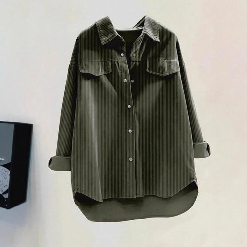 Damen Oversize-Cordhemd mit Brusttaschen & abgerundetem Saum Shop Nory