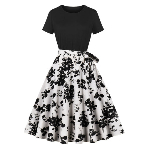 Damen Elegantes Spitzen-Kleid mit kontrastierendem Oberteil und fließendem Rock