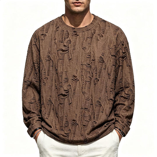 Herren Oversize-Sweatshirt mit ausgefranstem Look und strukturierter Rippoptik Shop Nory