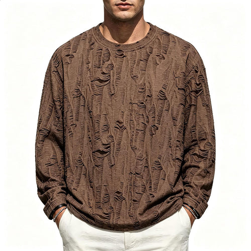 Herren Oversize-Sweatshirt mit ausgefranstem Look und strukturierter Rippoptik Shop Nory
