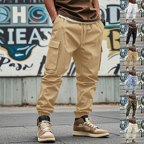 Herren Tapered Cargo-Jogginghose mit Kordelzug, aufgesetzten Klappentaschen und elastischen Bündchen Shop Nory
