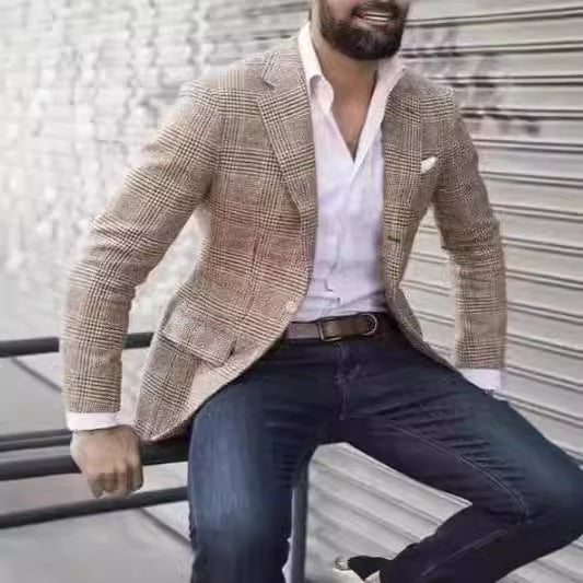 Herren eleganter Leinenblazer mit schmalem Schnitt