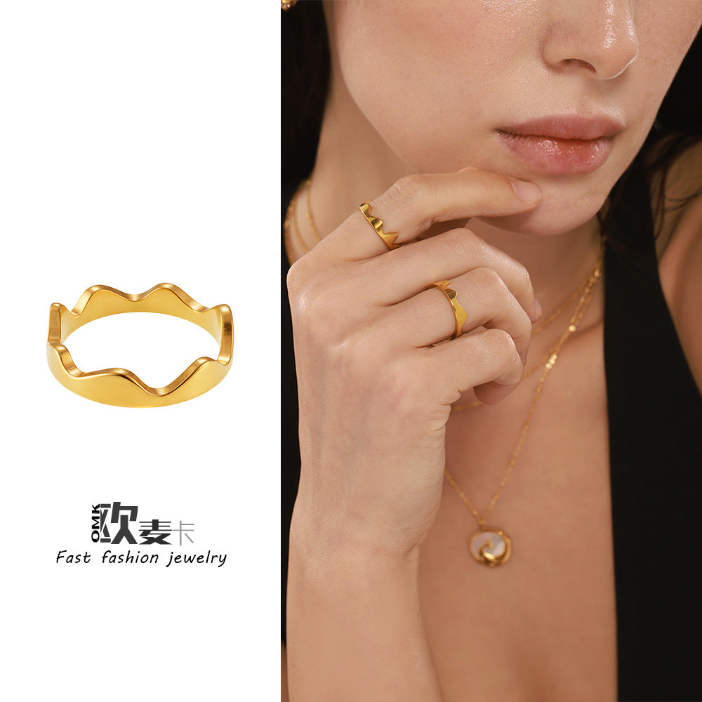 Damen Wellenförmiger Ring aus Edelstahl Shop Nory
