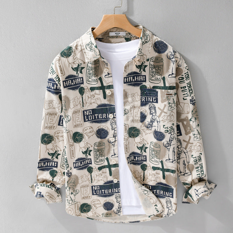 Herren Künstlerisches Grafik-Overshirt im Relaxed-Layering mit Allover-Sketchprint und Soft‑Touch‑Baumwollmix Shop Nory