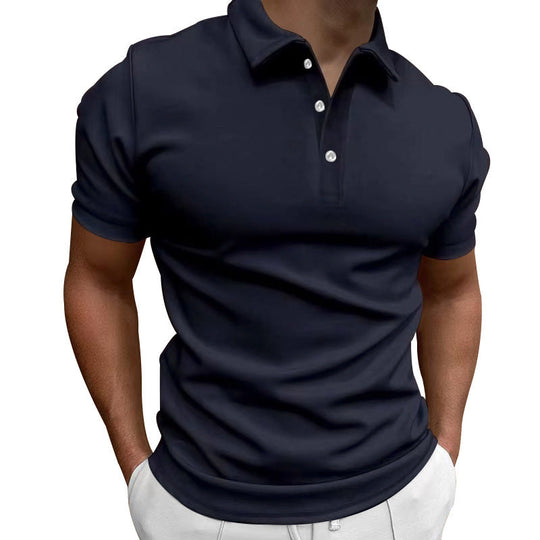 Herren nan schlank geschnittenes Stretch-Poloshirt mit Kentkragen und elastischem Saum Shopnory