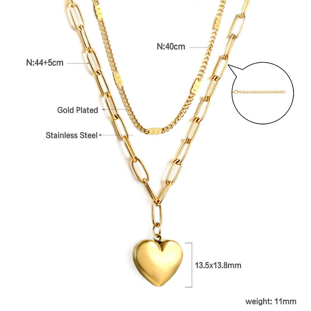 Damen Halskette mit goldplattiertem Herzanhänger und verstellbarem Kettendesign Shop Nory