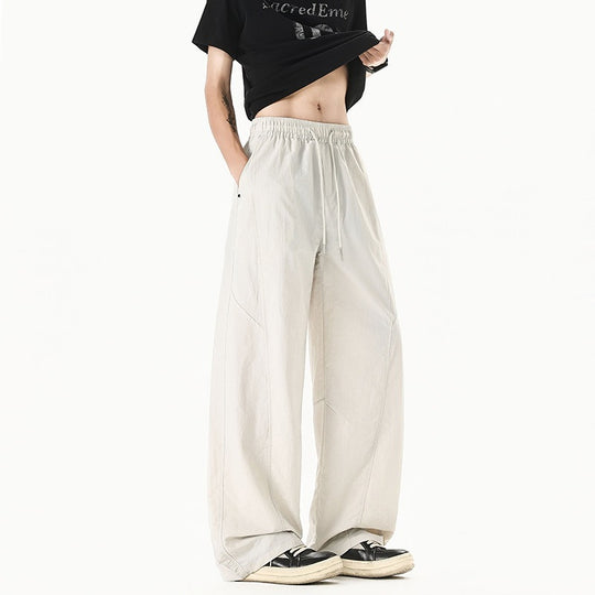 Herren Weit geschnittene Relaxed-Fit Leinen-Baumwoll-Hose mit elastischem Bund und Kordelzug Shop Nory