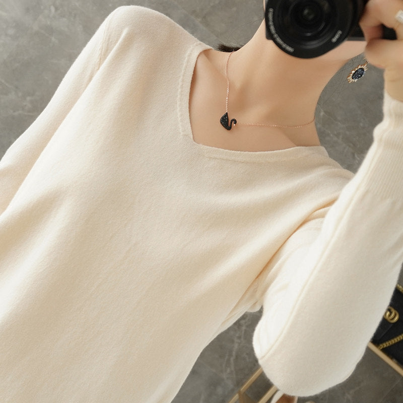 Damen leichter V-Ausschnitt Kaschmir-Look Feinstrickpullover Shop Nory