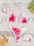Damen Triangel-Bikini-Set mit floralem Design und verstellbaren Trägern