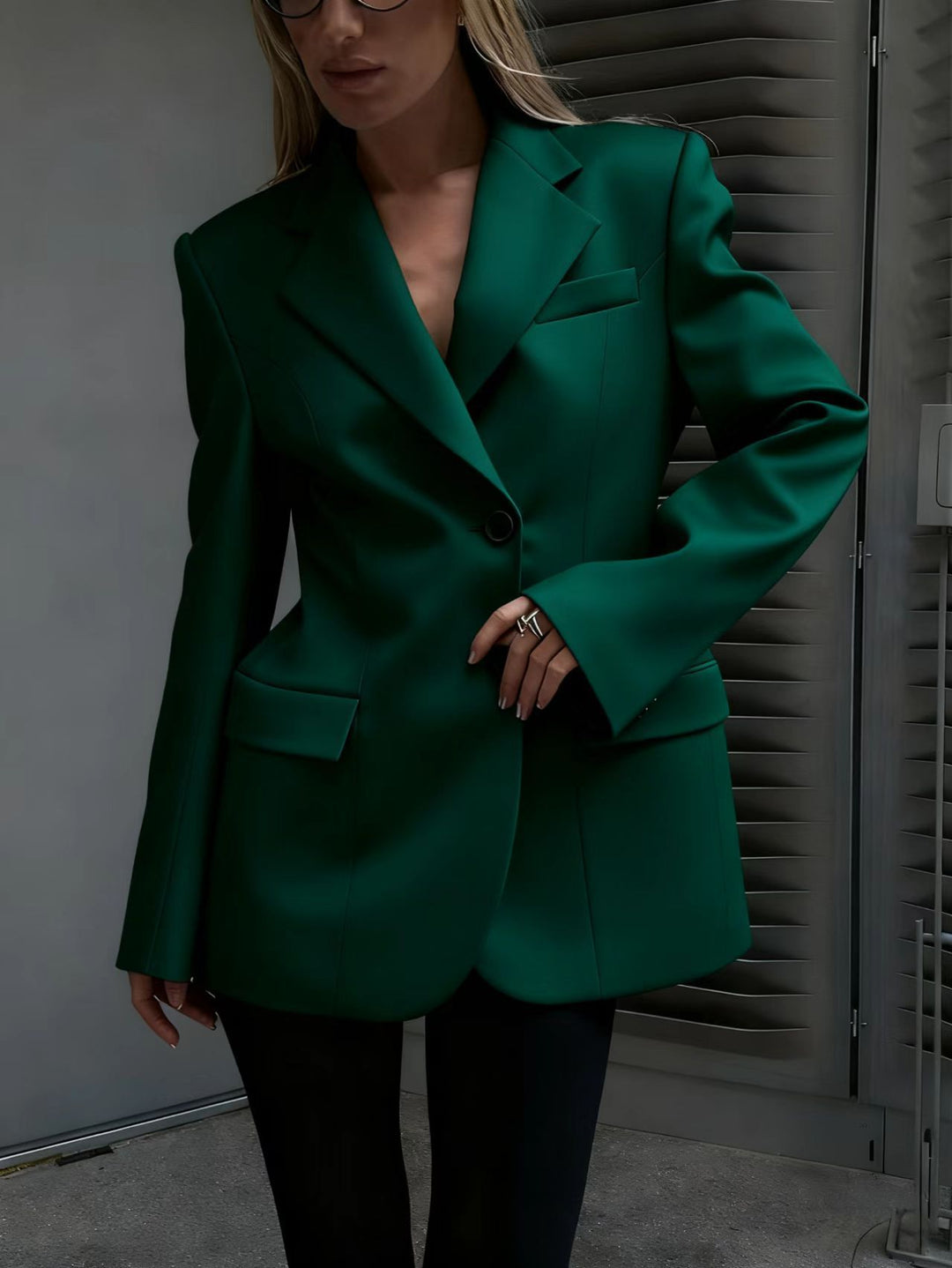 Damen Oversized Longblazer mit betonter Schulterpartie und Pattentaschen Shop Nory