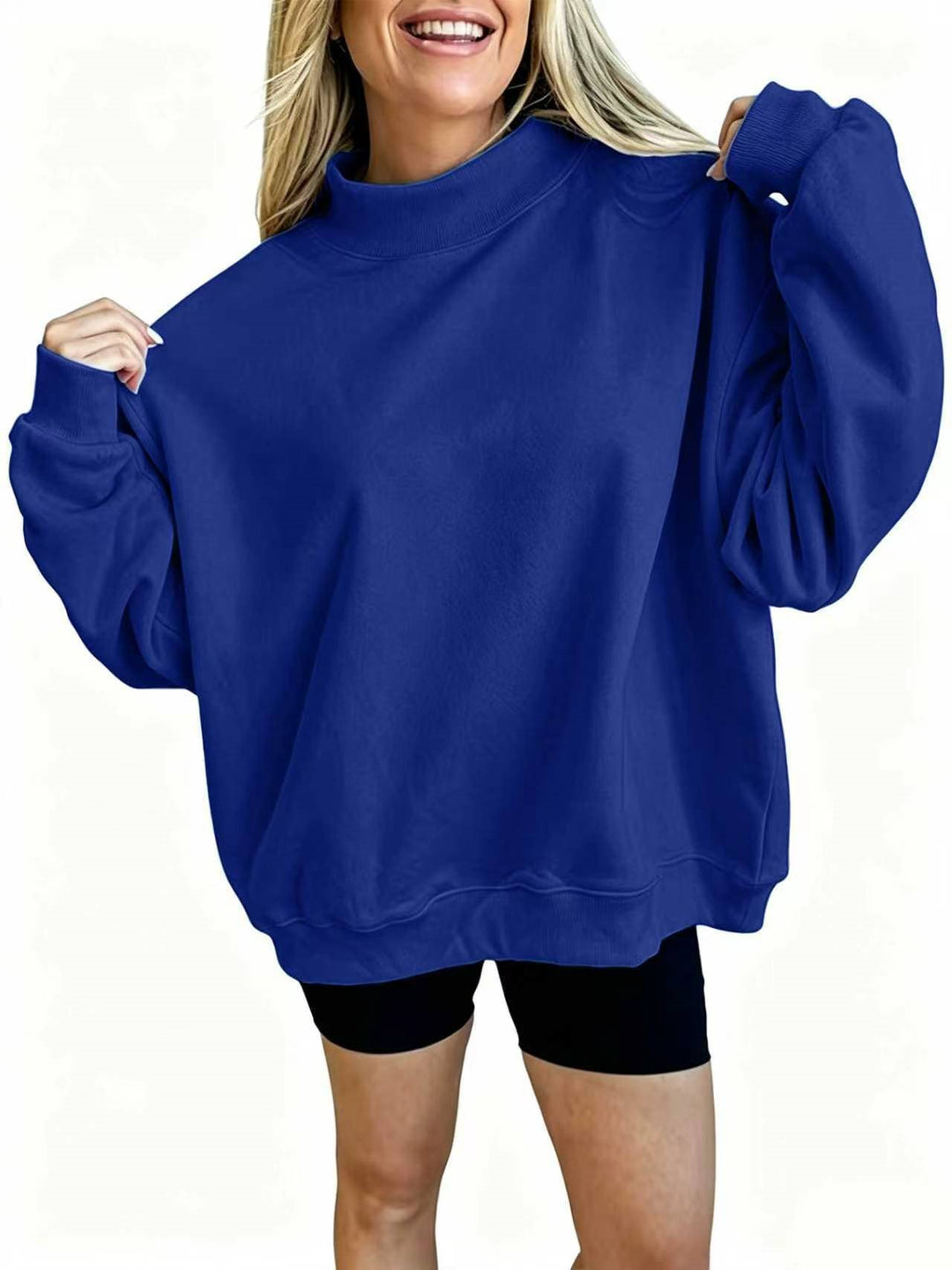 Damen Oversize Sweatshirt mit Stehkragen und Ballonärmeln Shop Nory