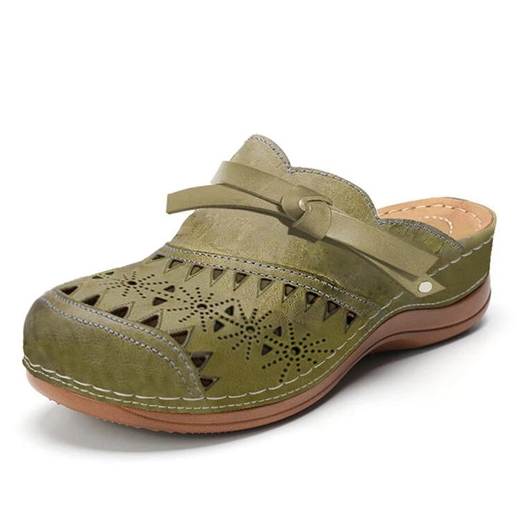 Damen Komfort Clogs mit modischem Lochmuster und dekorativem Riemen