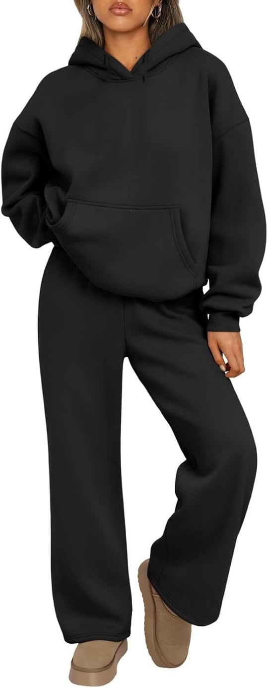 Damen nan Cozy-Loungewear-Set mit oversized Kapuzenpullover, Kängurutasche und weiten Palazzo-Jogginghose Shop Nory