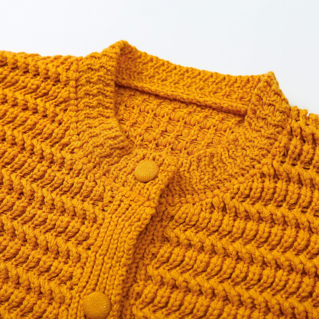 Damen Grobstrukturierter Häkel-Cardigan mit stoffbezogenen Knöpfen und aufgesetzten Taschen Shop Nory