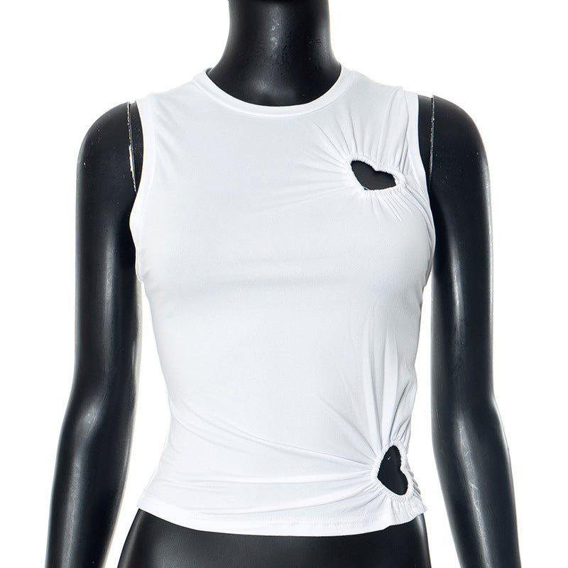 Damen modisches Trägershirt mit herzförmigem Cut-out und figurformendem Schnitt Shopnory