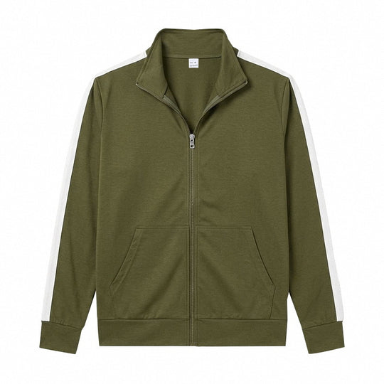 Herren Athletische Trainingsjacke mit durchgehendem Reißverschluss und kontrastierter Schulterstreifen Shop Nory