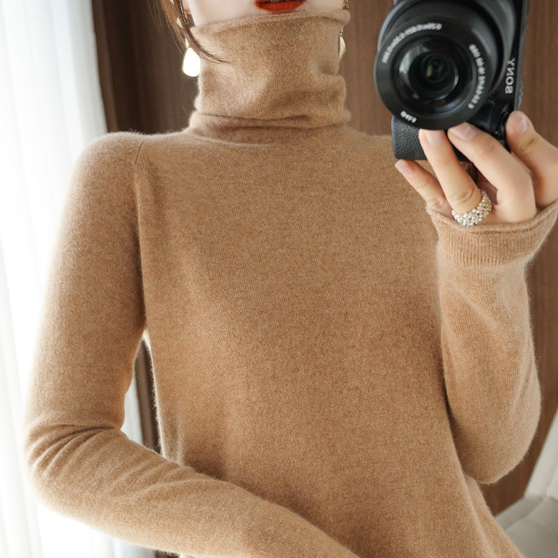 Damen Weicher Rollkragenpullover aus Kaschmir‑Look mit Daumenloch und figurbetonter Silhouette Shop Nory